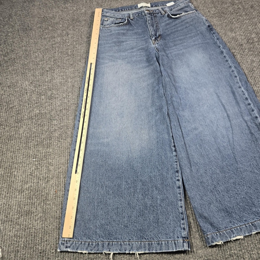 Current/Elliott Jeans Womens 30 Blue Wide Leg Cropped Raw Hem High Rise 30x26 - Picture 7 of 14